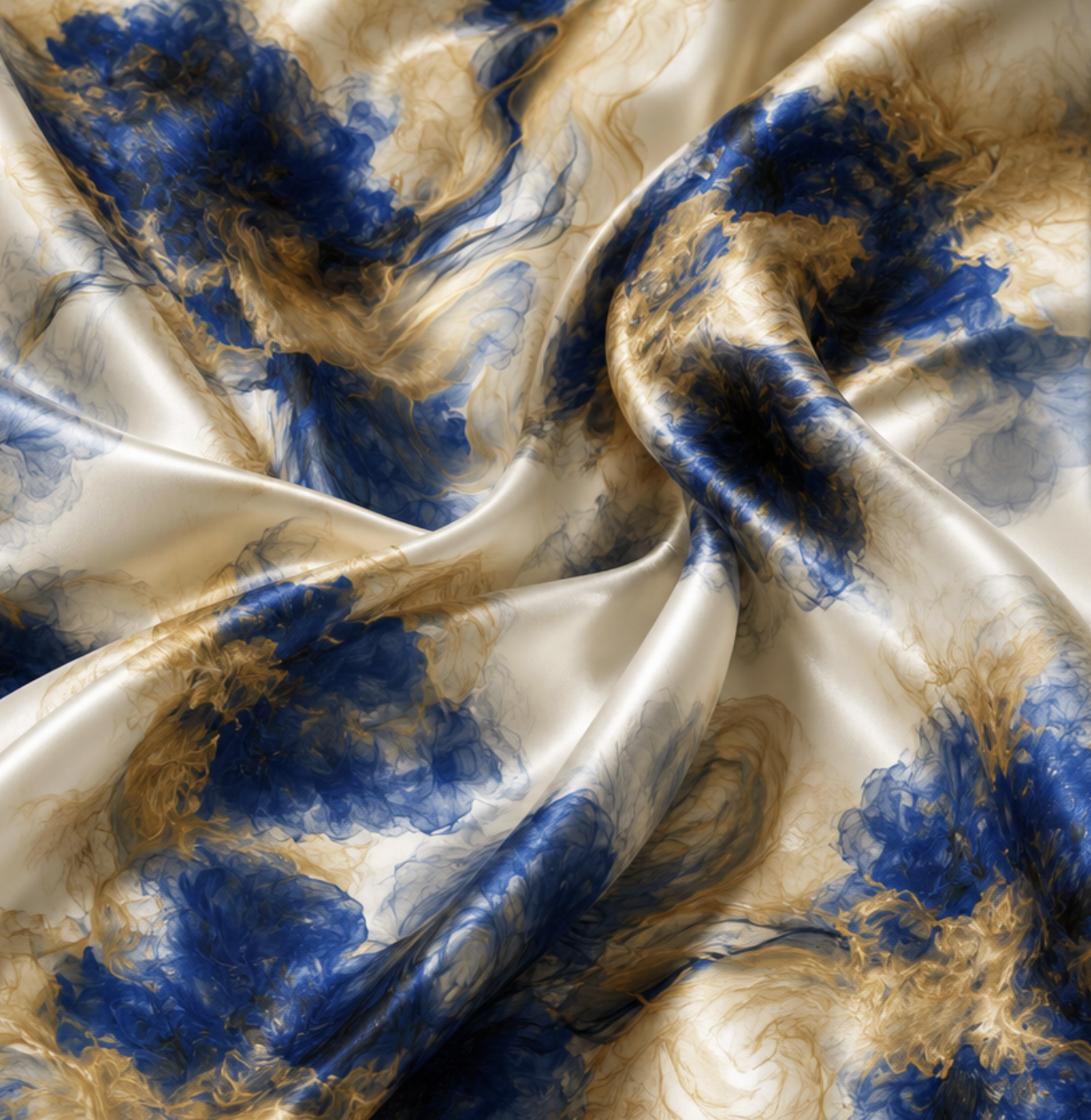 Silk — blue and gold abstract print
